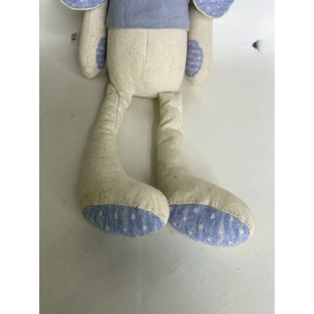 Demdaco Blue Bunny Linen Plush Stuffed Toy Animal Easter